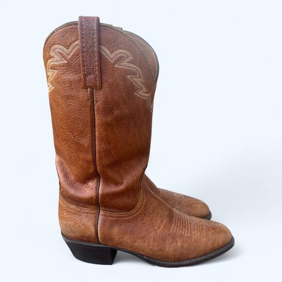 Lucchese Other - VTG Lucchese T3007 Rio Bravo Collar Stitch Leather Western Boots Brown Mens 8.5